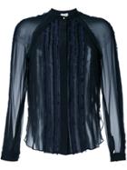 3.1 Phillip Lim Frayed Trim Sheer Shirt - Blue