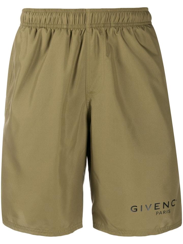 Givenchy Logo Print Swim Shorts - Green