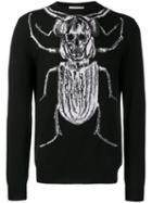 Alexander Mcqueen Beetle And Skull Knitted Sweater - Black