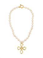 Chanel Vintage Charm Cc Pearl Necklace, Women's, White