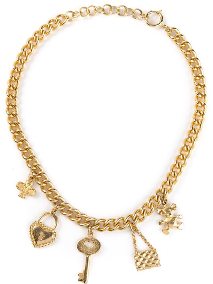 Moschino Vintage Charm Necklace, Women's, Metallic