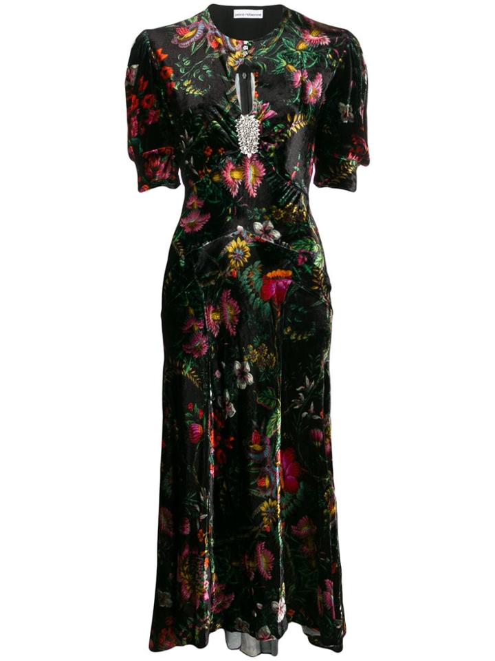 Paco Rabanne Floral Velvet Dress - Black