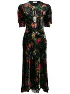 Paco Rabanne Floral Velvet Dress - Black