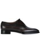 Santoni Brogue Detailing Oxford Shoes, Men's, Size: 8, Grey, Leather/calf Leather