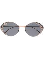 Prada Eyewear Oval Frame Sunglasses - Gold