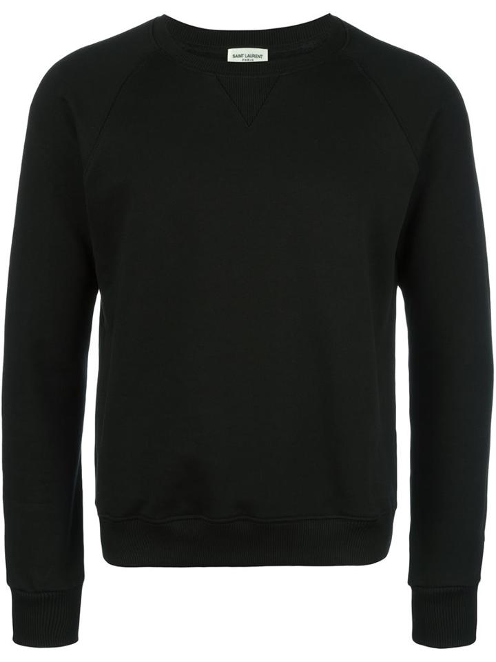 Saint Laurent Elbow Patch Sweatshirt, Men's, Size: Small, Black, Cotton
