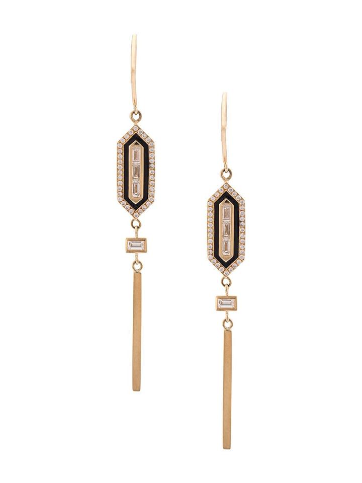 Azlee Diamond Long Enamel Earings - Yellow & Orange