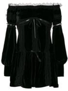 Wandering Velvet Empire Mini Dress - Black