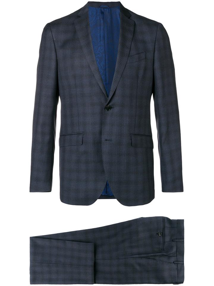 Etro Checked Suit - Blue
