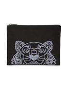 Kenzo Tiger Embroidered Pouch Bag - Black