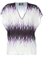 Fausto Puglisi Printed V-neck T-shirt, Women's, Size: 44, Black, Silk
