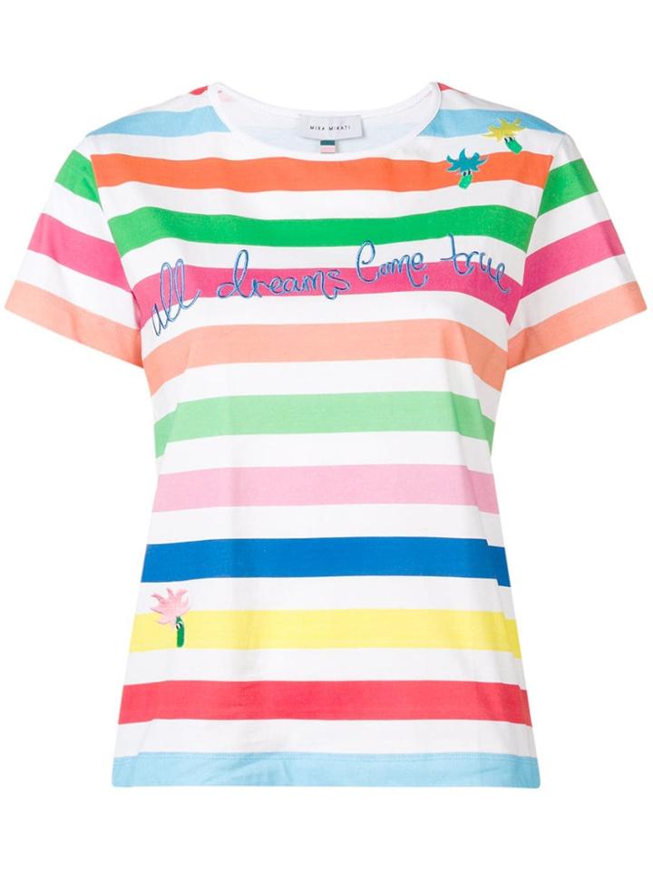Mira Mikati Rainbow Stripe Embroidered T-shirt - White