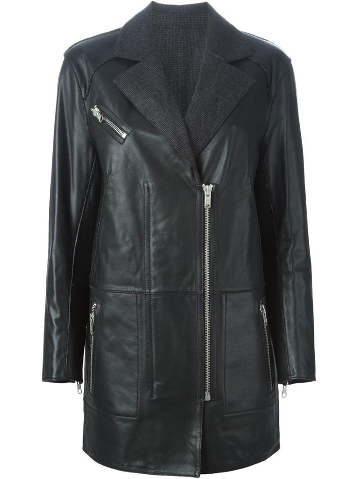Muubaa Biker-style Coat, Women's, Size: Small, Black, Lamb Skin/wool