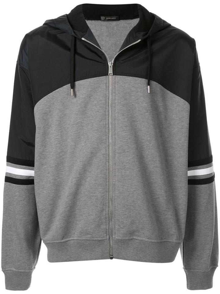 Versace Colourblock Zip Hoodie - Blue