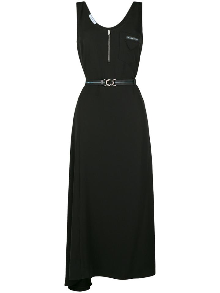 Prada Belted Midi Dress - Black