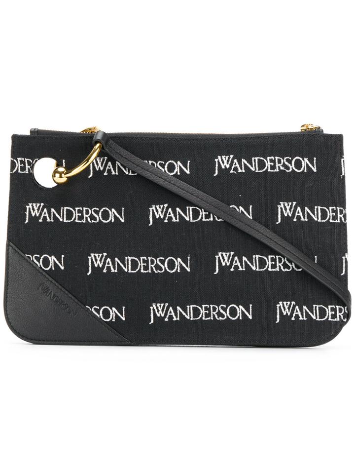 Jw Anderson Pierce Logo Embroidered Pouch - Black