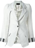 Ann Demeulemeester One Button Blazer, Women's, Size: 38, White, Linen/flax/cotton/acetate/nylon
