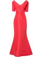 Carolina Herrera Faille Gown, Women's, Size: 10, Red, Silk