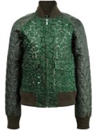 Sacai Lace Panel Bomber Jacket, Women's, Size: 2, Green, Rayon/cotton/polyester