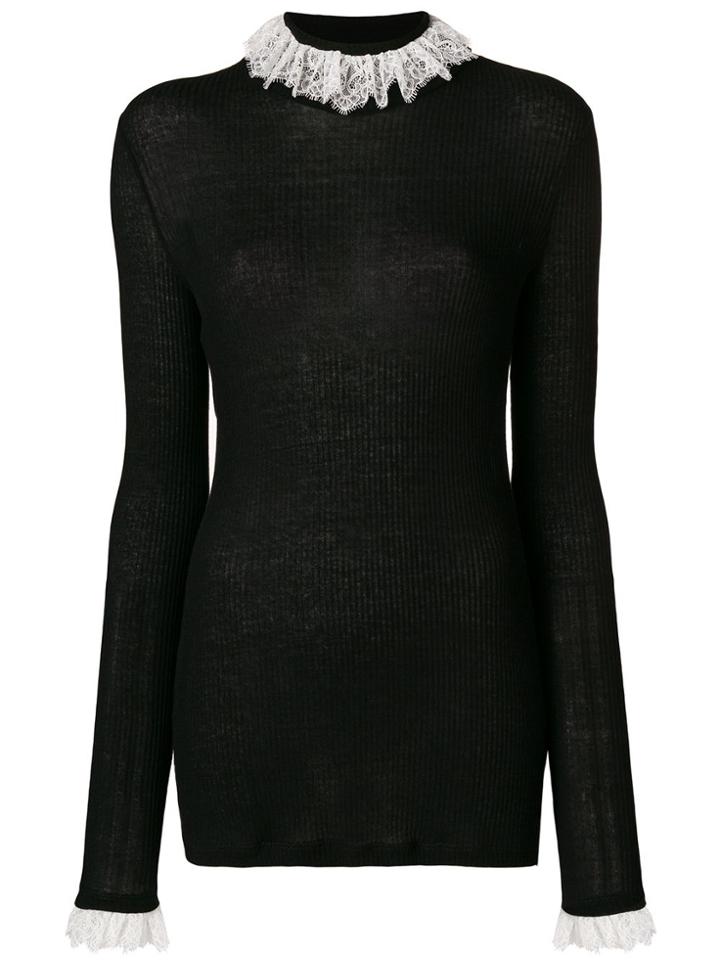 Philosophy Di Lorenzo Serafini Lace Embellished Knitted Top - Black