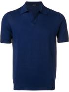 Tagliatore Open Collar Polo Shirt - Blue
