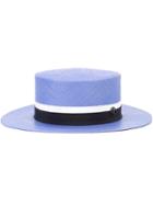 Maison Michel Flat Hat, Men's, Size: Large, Blue, Straw