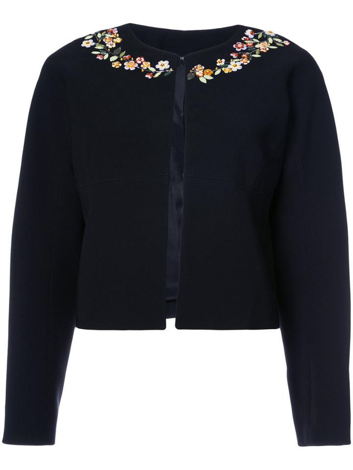 Altuzarra Floral Embellished Cropped Jacket - Black
