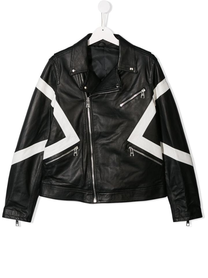 Neil Barrett Kids Graphic Biker Jacket - Black