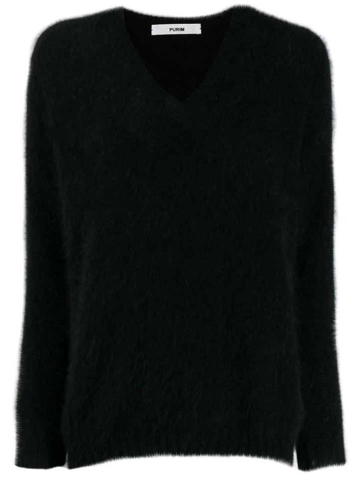 Roberto Collina V-neck Knitted Top - Black