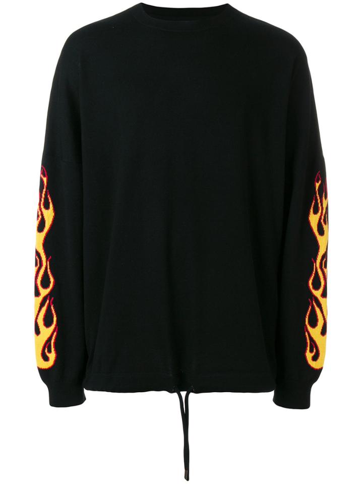 Palm Angels Flame Sleeve Jumper - Black