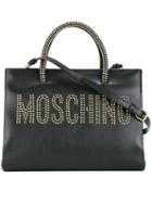 Moschino Stud Embellished Logo Tote, Women's, Black