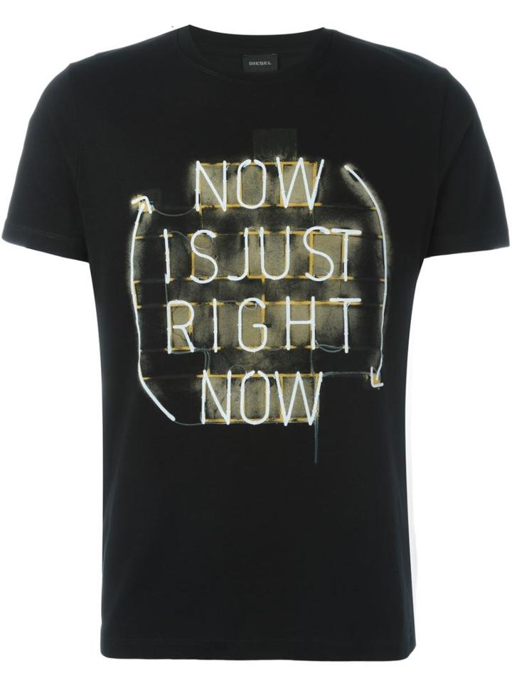 Diesel Neon Quote Print T-shirt, Men's, Size: Xl, Black, Cotton