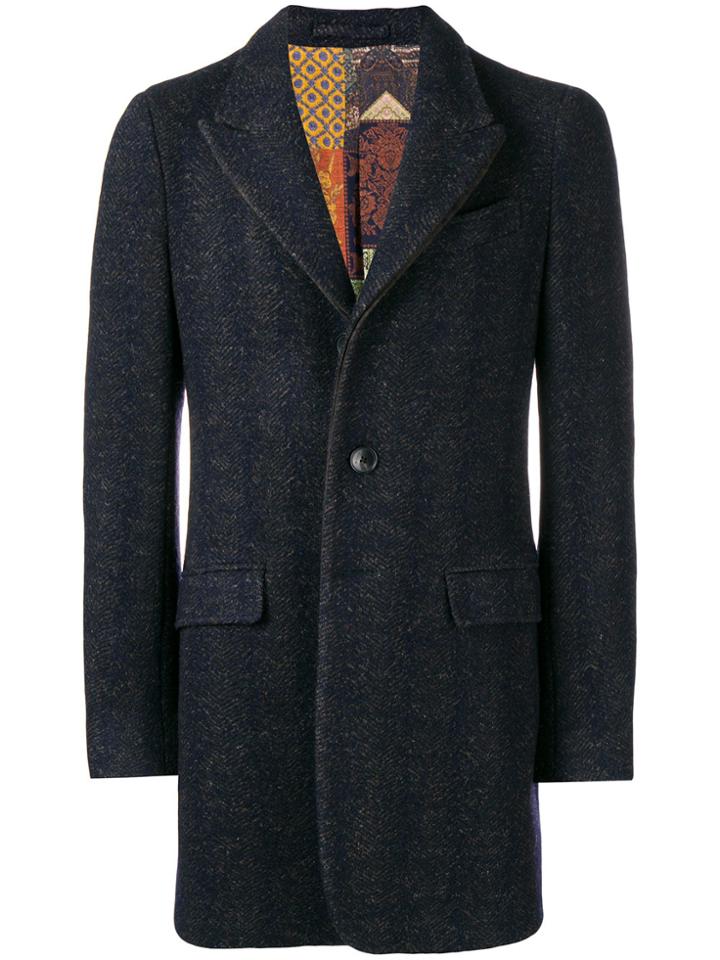 Etro Herringbone Coat - Blue
