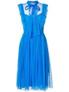 No21 Pussybow Ruffle Dress - Blue