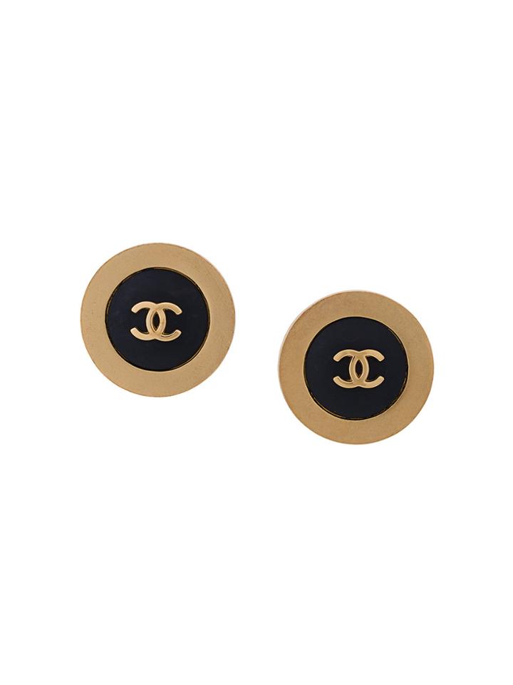 Chanel Vintage Cc Round Earrings - Metallic