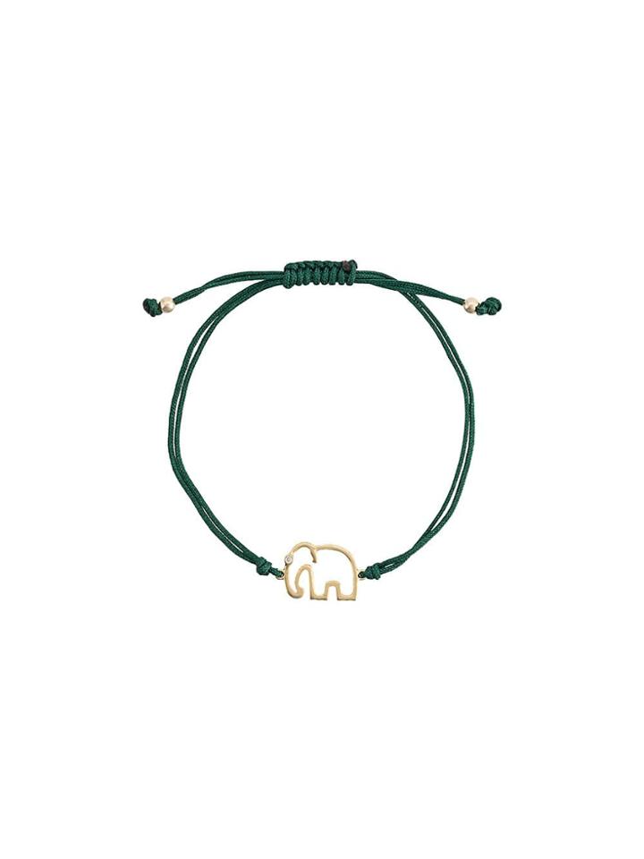 Yvonne Léon 18kt Gold And Diamond Elephant Bracelet - Green