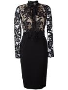 Francesco Scognamiglio Lace Top Dress, Women's, Size: 40, Black, Polyamide/spandex/elastane/virgin Wool/silk