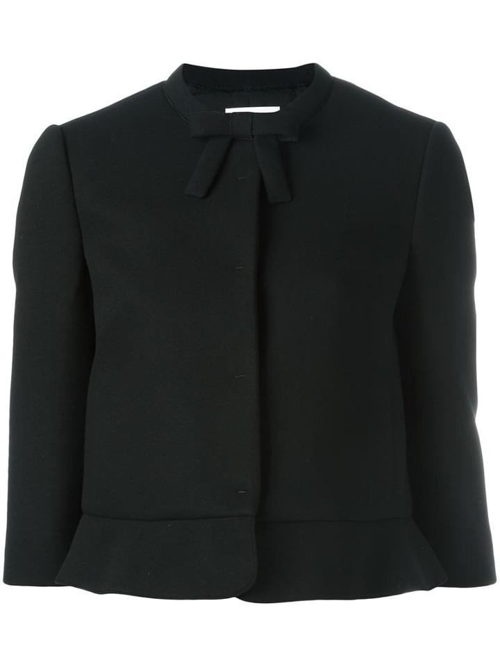 Red Valentino Three-quarters Sleeve Cropped Jacket, Women's, Size: 42, Black, Viscose/polyester/polyurethane