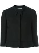 Red Valentino Three-quarters Sleeve Cropped Jacket, Women's, Size: 42, Black, Viscose/polyester/polyurethane