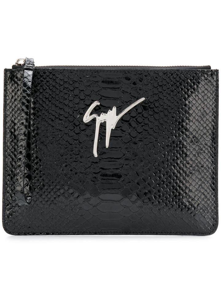 Giuseppe Zanotti Design Mergery Mirrored Clutch - Black