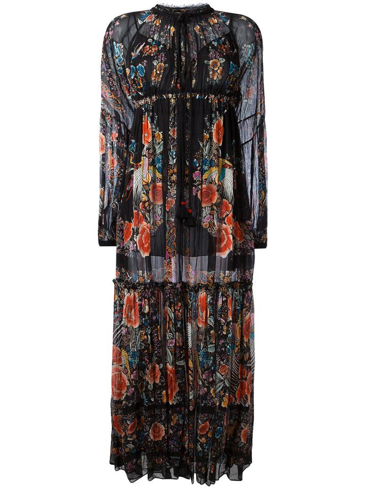 Roberto Cavalli Hippy Long Dress, Women's, Size: 42, Black, Cotton/silk