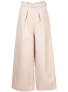 Comme Moi Cropped Wide Leg Trousers - Pink