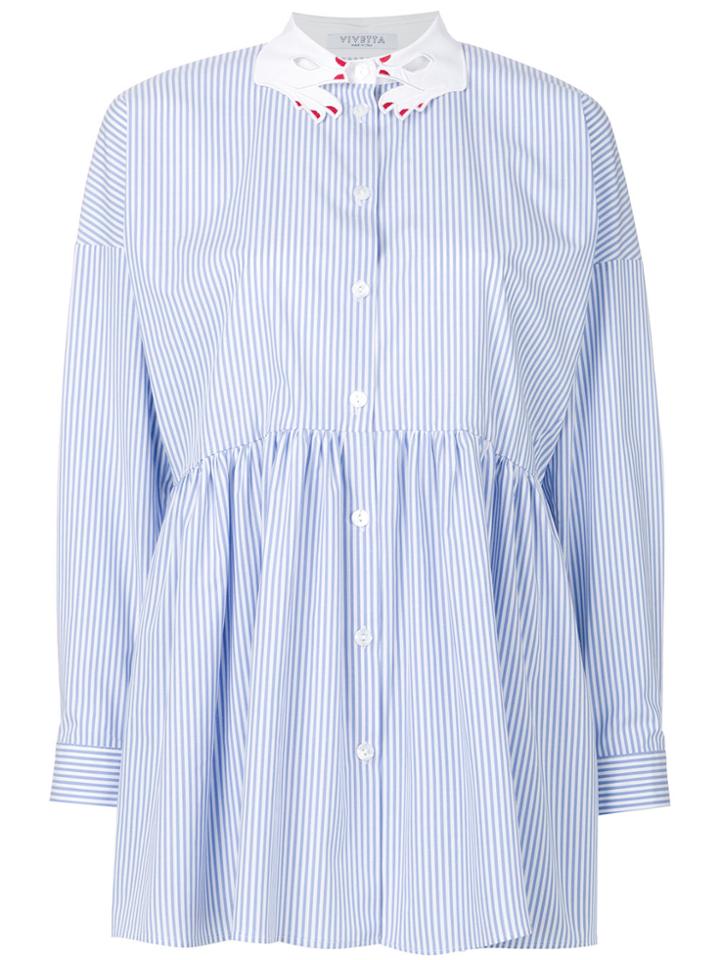 Vivetta Hand Detail Striped Shirt - Blue