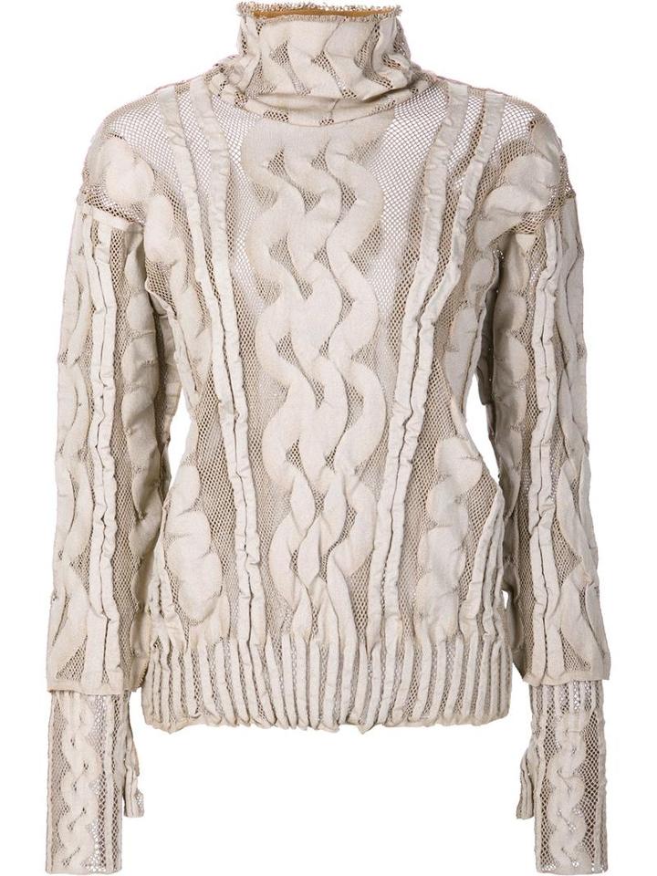 Pleats Please By Issey Miyake High Neck Sweatshirt, Women's, Size: 3, Nude/neutrals, Nylon/polyester/polyurethane