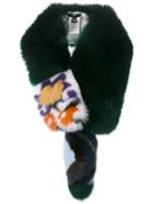 Fendi Fur Patterned Stole, Women's, Green, Fox Fur/silk