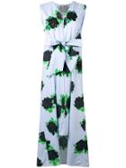 Ganni Knot Front Floral Dress - Blue