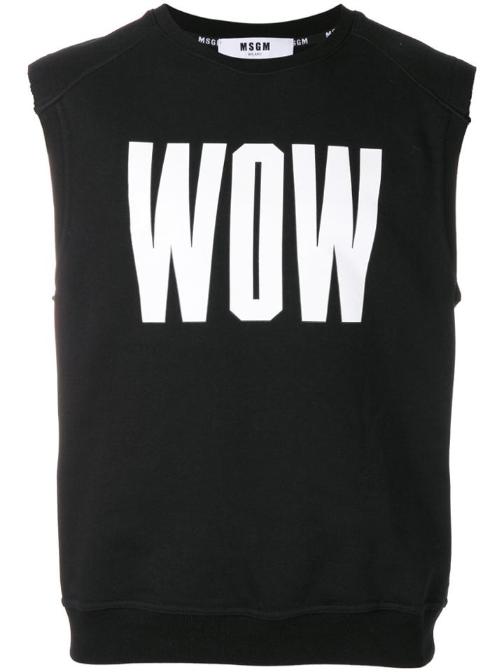 Msgm Wow Print Sleeveless Sweatshirt - Black