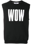 Msgm Wow Print Sleeveless Sweatshirt - Black