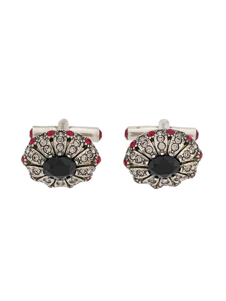 Alexander Mcqueen Crystal Embellished Cufflinks - Metallic