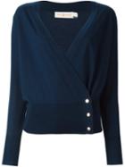 Tory Burch Wrap Cardigan, Women's, Size: Small, Blue, Merino